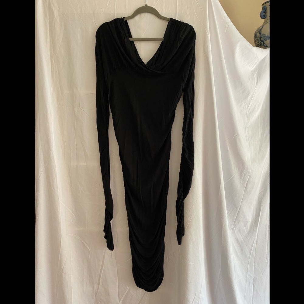 Bird by Juicy Couture Black Dress with Ruched Sleeves Size M